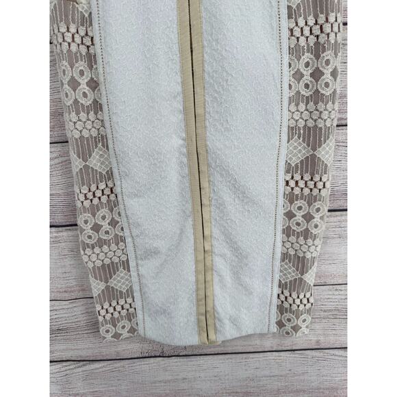Beguile by Byron Lars Floral Brocade Lace Dress Women's Size‎ 0 Cream/Tan Lined - Picture 5 of 13